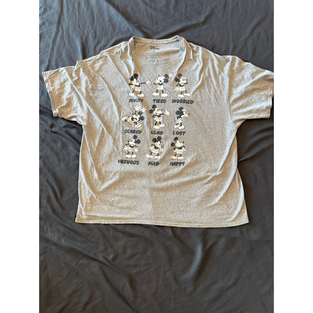Disney Mickey Mouse Emotions Graphic T-Shirt Men's 4XL Gray Plus Size - Picture 5 of 6